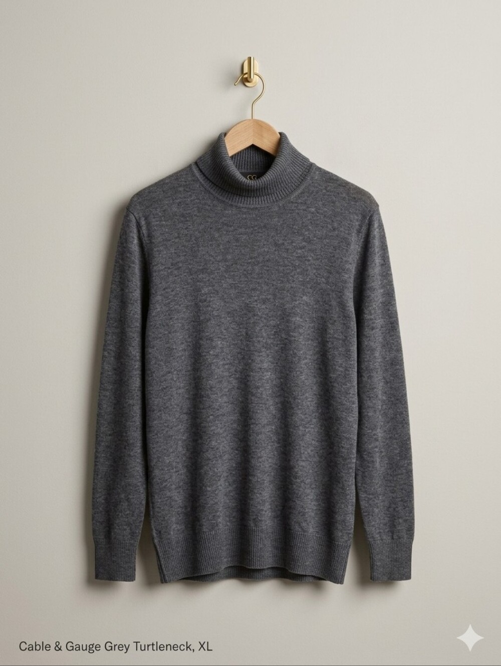 Cable & Gauge Grey Turtleneck Sweater XL